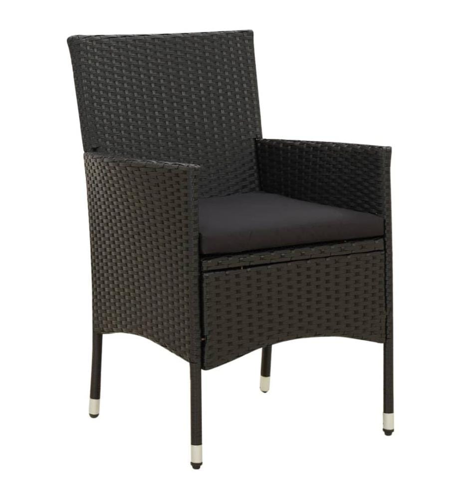 Gartenstühle mit Sitzpolster 2 Stk. Poly Rattan Schwarz