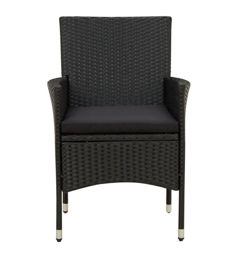Gartenstühle mit Sitzpolster 2 Stk. Poly Rattan Schwarz