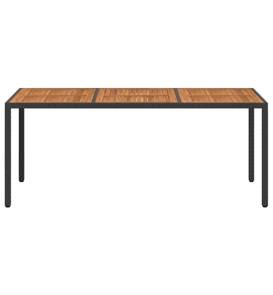 Gartentisch 190x90x75 cm Poly Rattan und Akazienholz Schwarz