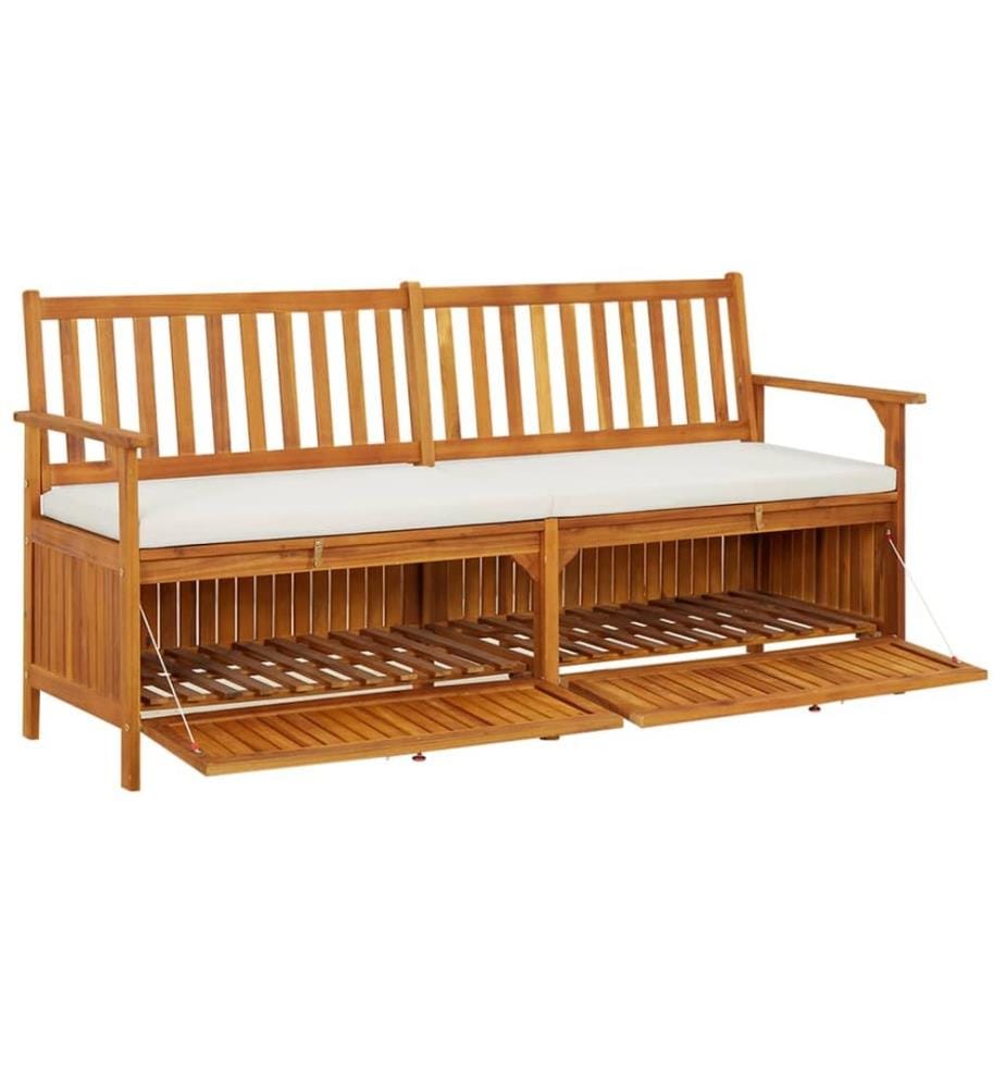 Banc de rangement avec coussin 170 cm Bois d'acacia solide