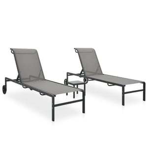 Sonnenliegen 2 Stk. mit Tisch Textilene und Stahl