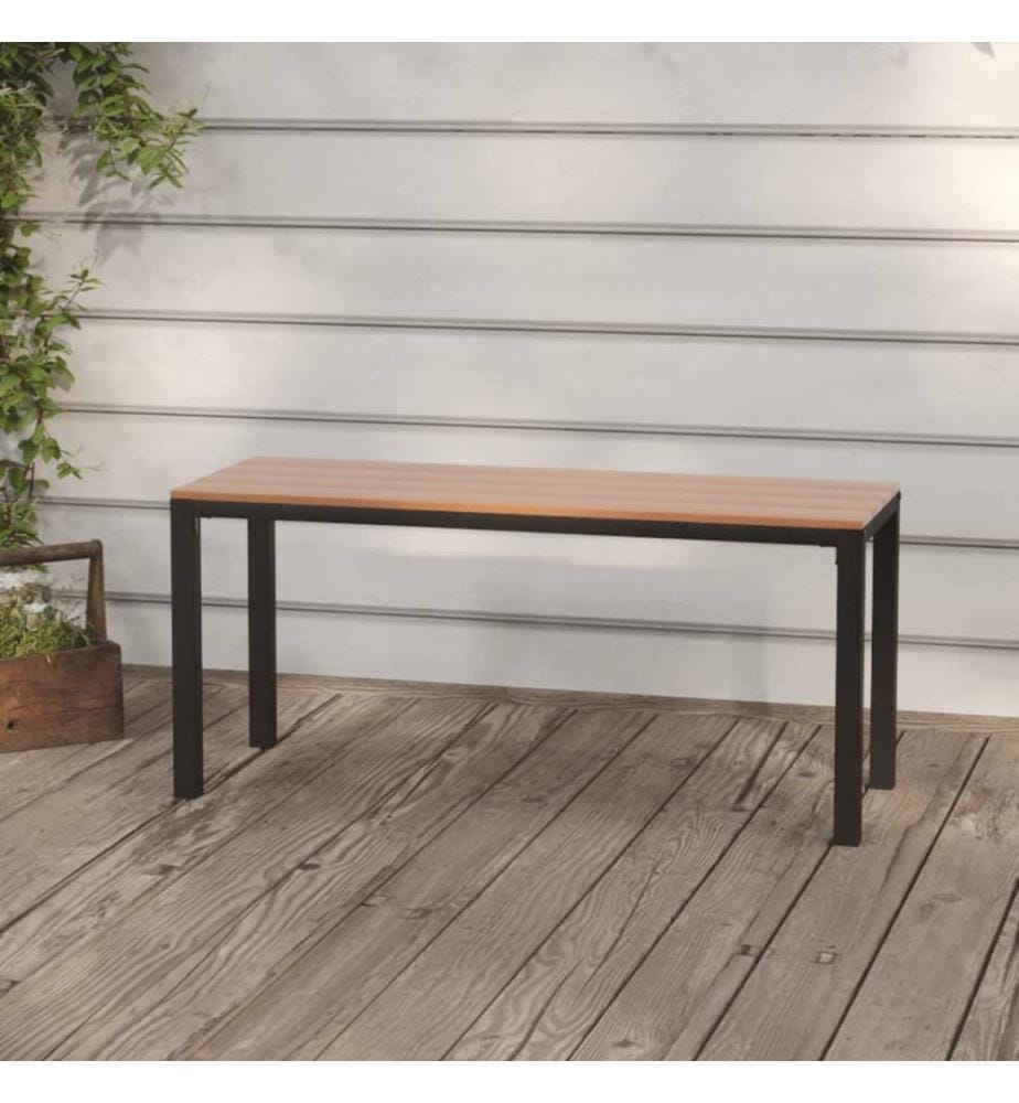 Gartenbank 110 cm Stahl und WPC Braun und Schwarz