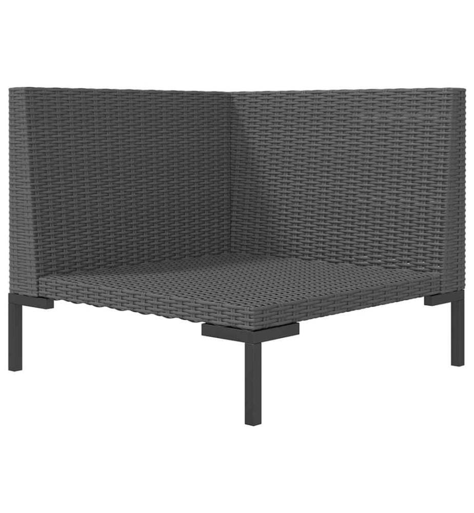 Gartensofa mit Kissen Halbrundes Poly Rattan