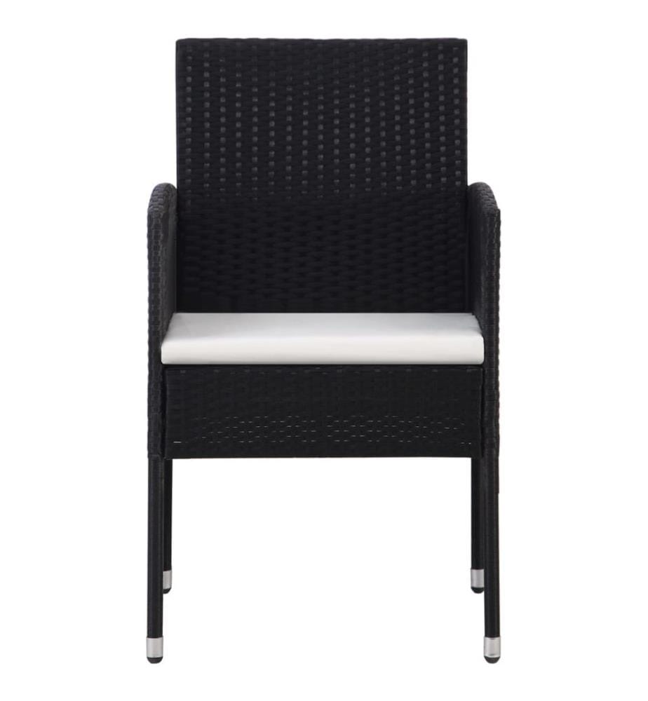 Gartenstühle mit Kissen in Cremeweiss 4 Stk. Schwarz Polyrattan