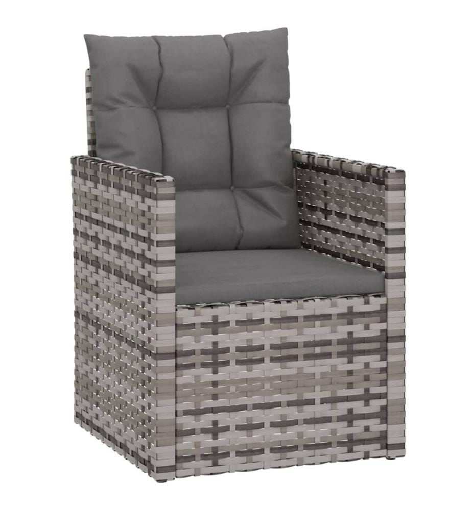 3-tlg. Garten-Lounge-Set mit Kissen Poly Rattan Grau