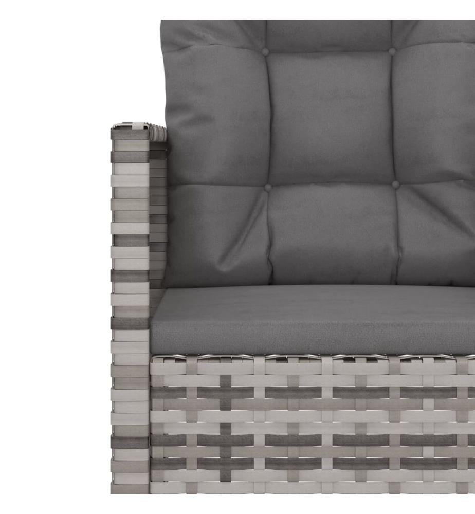 3-tlg. Garten-Lounge-Set mit Kissen Poly Rattan Grau