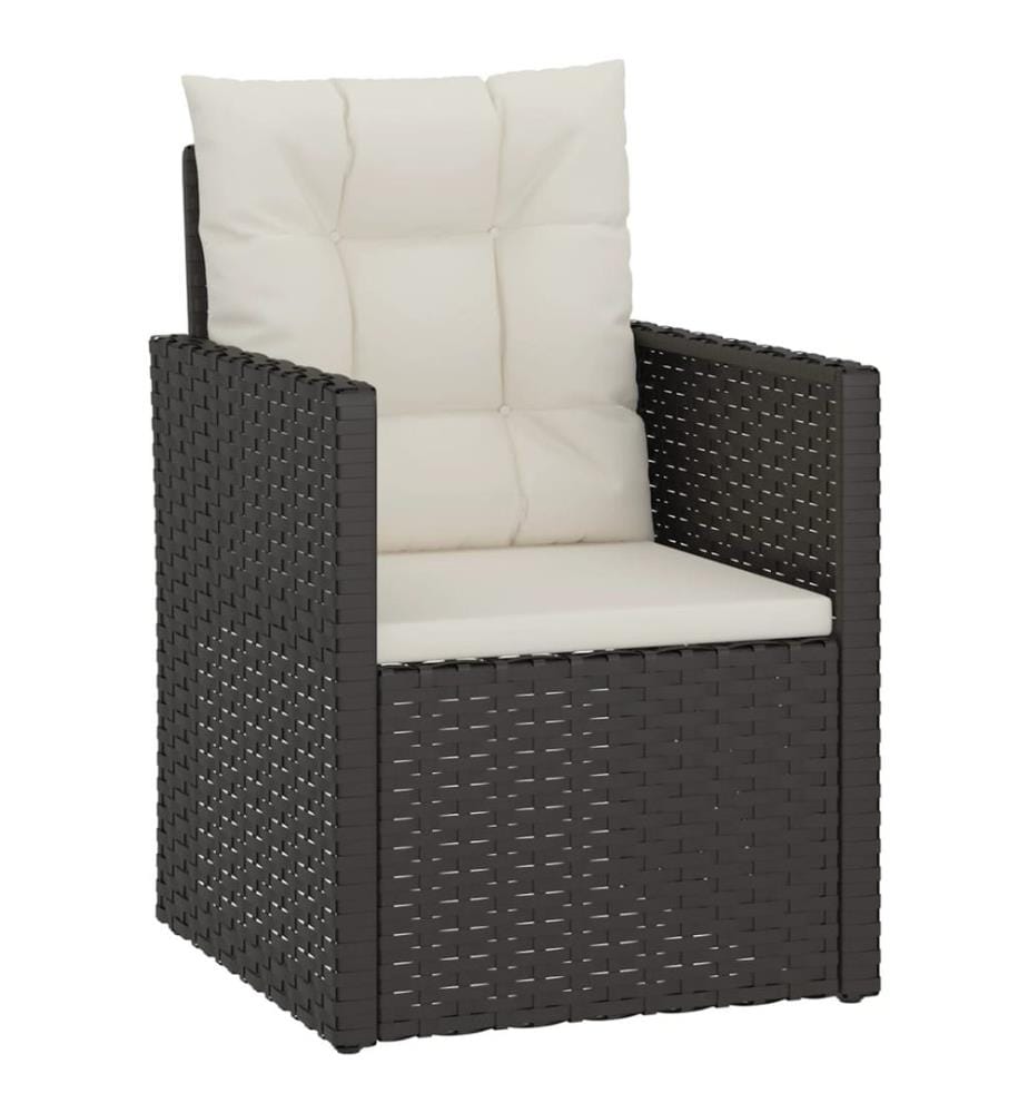 4-tlg. Garten-Lounge-Set mit Kissen Poly Rattan Schwarz