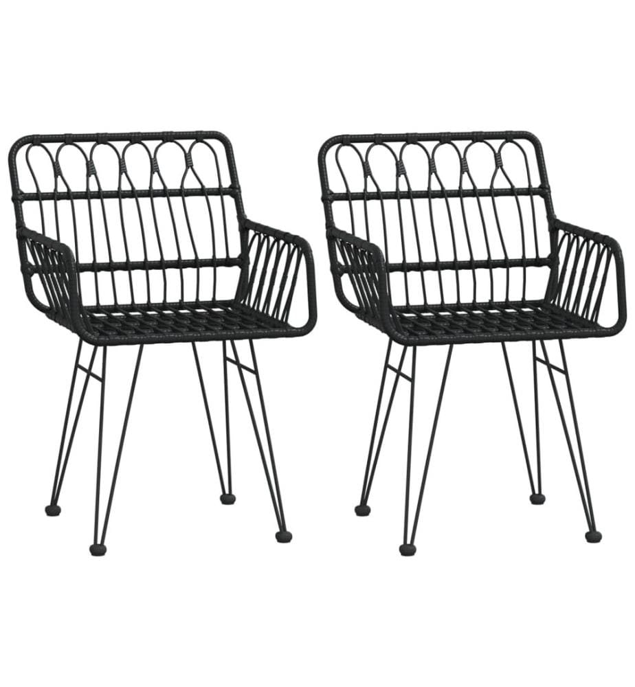 Gartenstühle 2 Stk. mit Armlehnen Schwarz 56x64x80 cm PE-Rattan