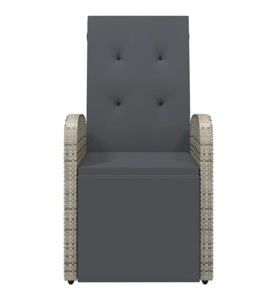 Garten-Liegestühle mit Kissen 2 Stk. Grau Poly Rattan