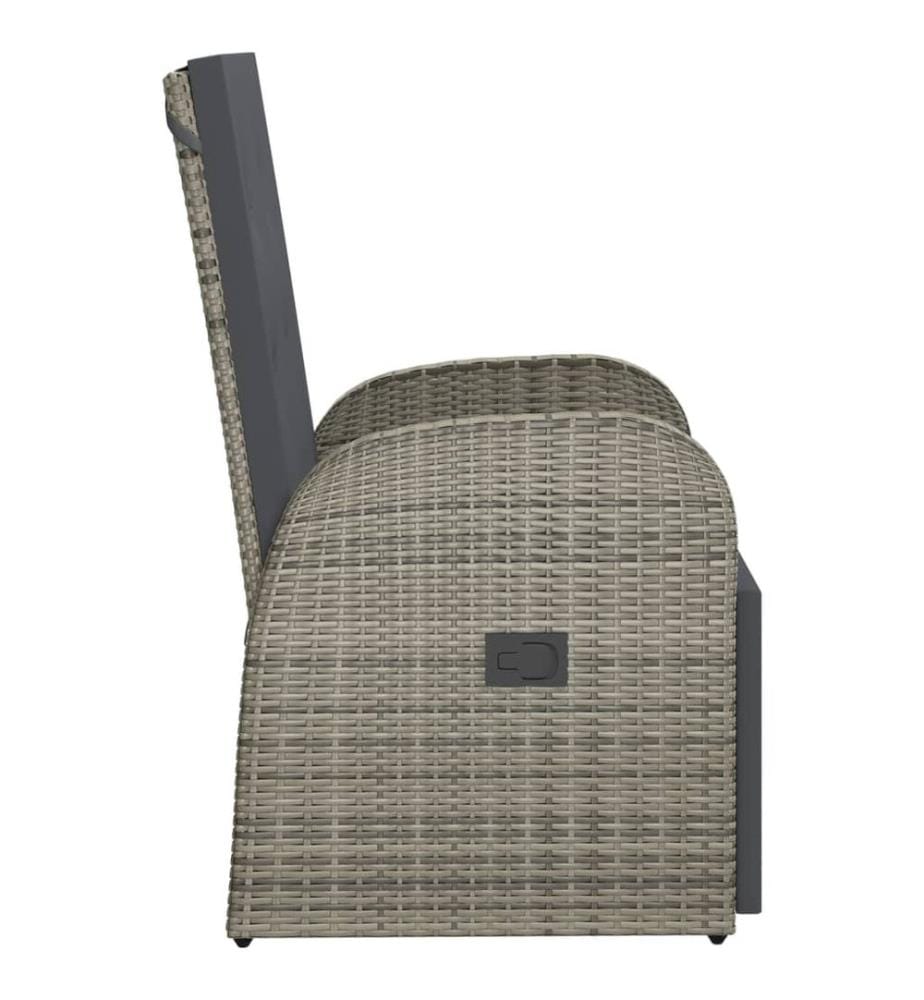 Garten-Liegestühle mit Kissen 2 Stk. Grau Poly Rattan