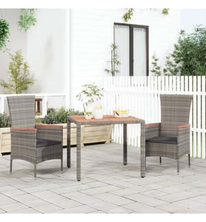 Gartentisch mit Holzplatte Grau Poly Rattan & Massivholz Akazie