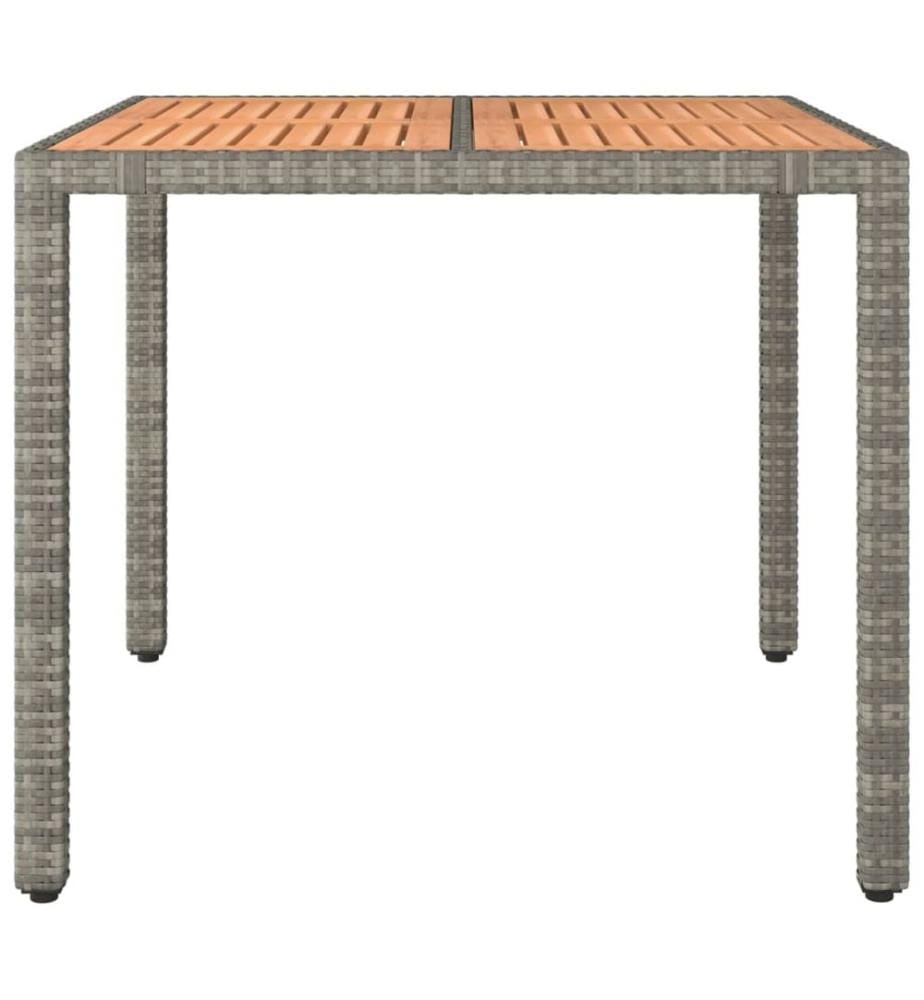 Gartentisch mit Holzplatte Grau Poly Rattan & Massivholz Akazie