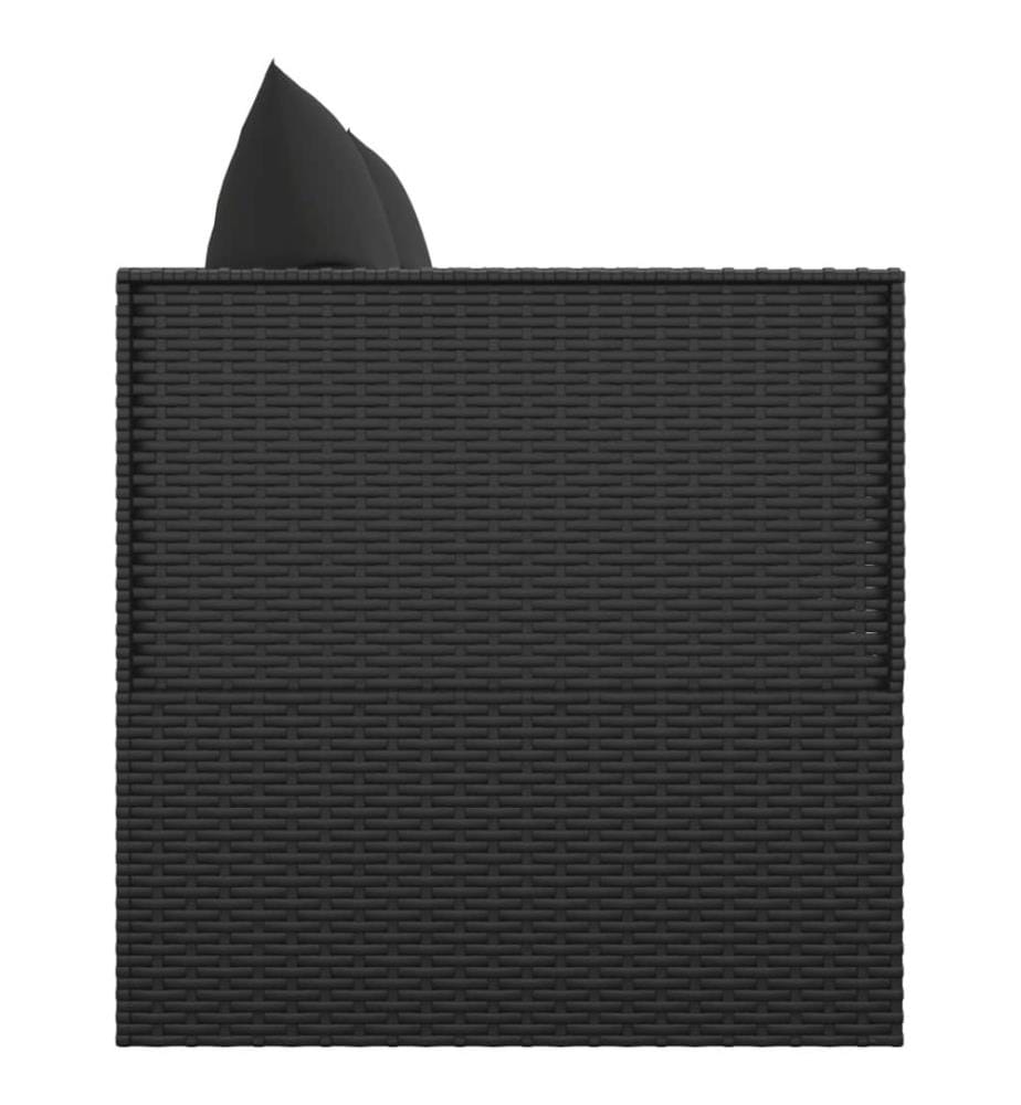 Outdoor-Loungebett mit Kissen Schwarz Poly Rattan