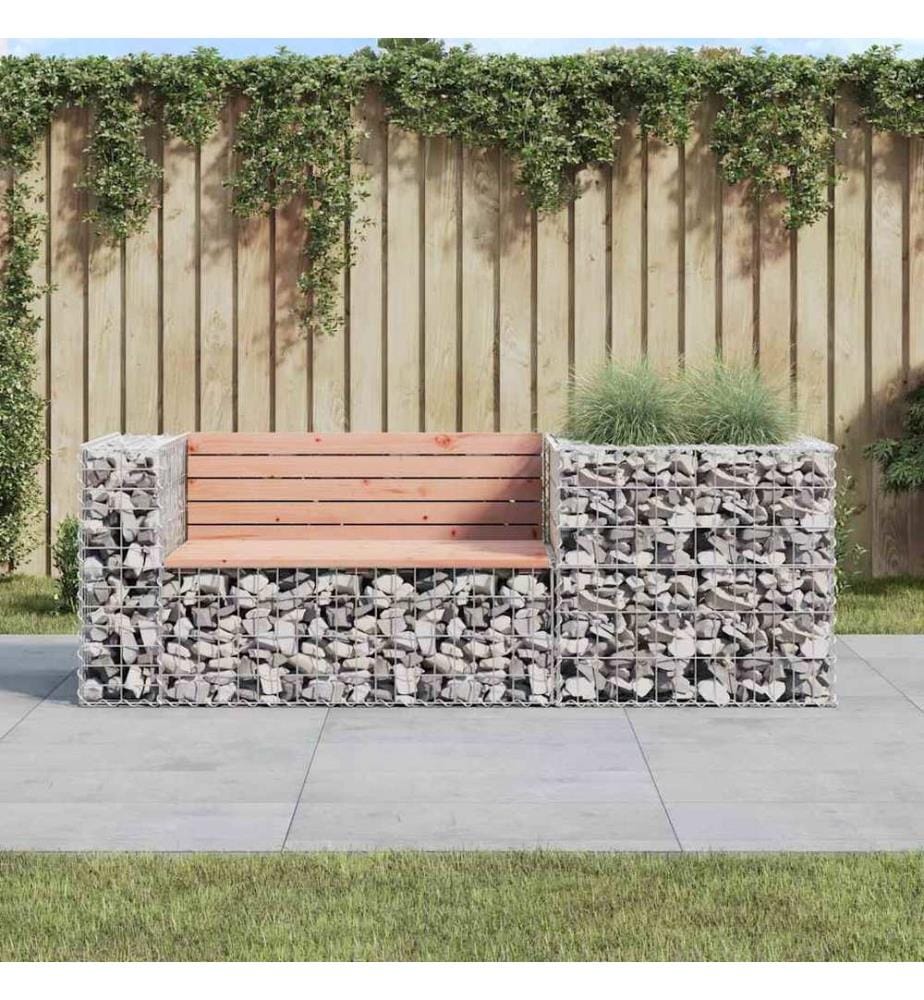 Gartenbank mit Gabione Massivholz Douglasie