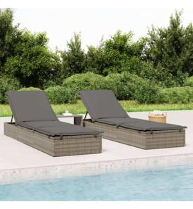 Chaise longue 1 pc avec coussin gris 201x55x62cm résine tressée