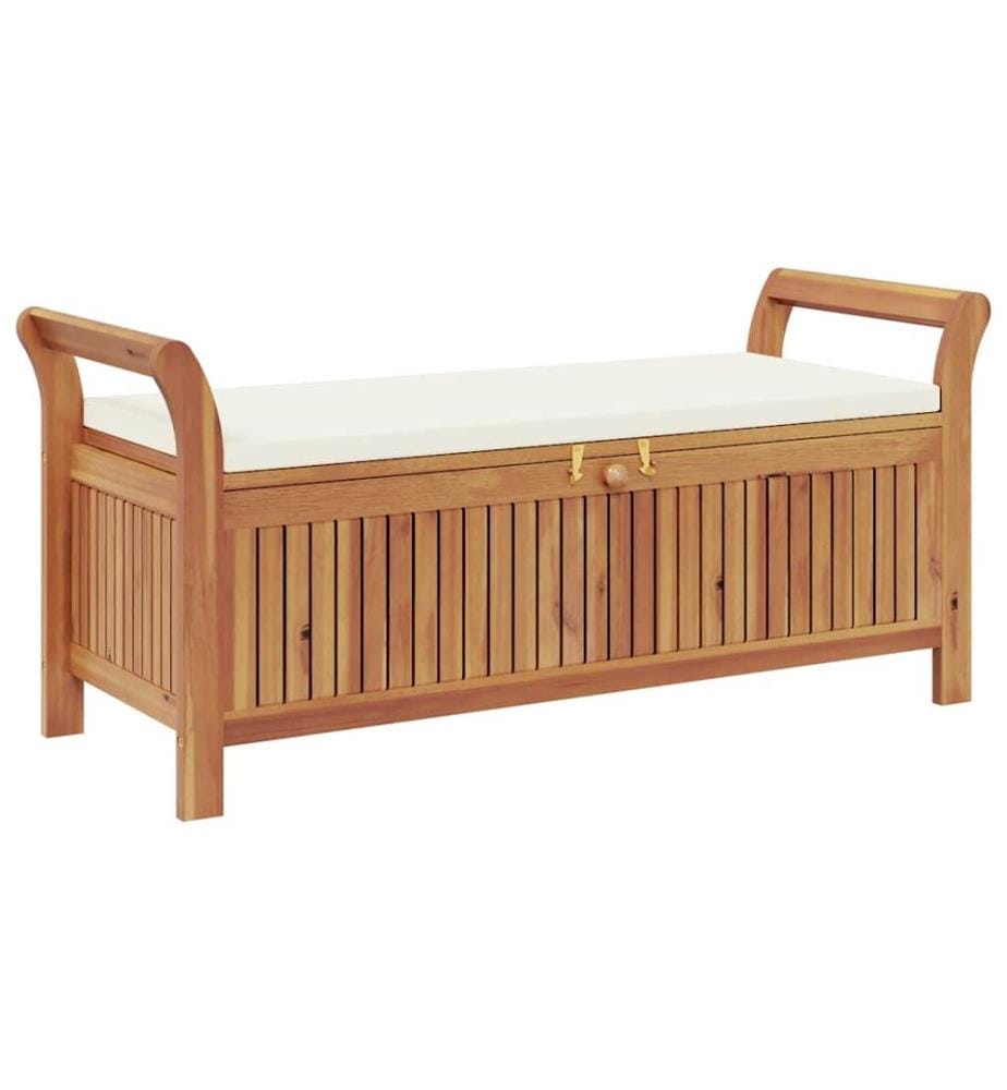 Banc de rangement de jardin avec coussin 126 cm Bois d'acacia