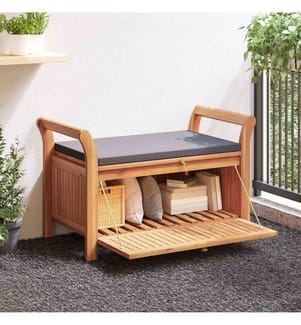 Garten-Truhenbank mit Kissen 91 cm Massivholz Akazie
