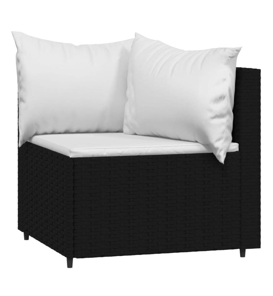 4-tlg. Garten-Lounge-Set mit Kissen Schwarz Poly Rattan