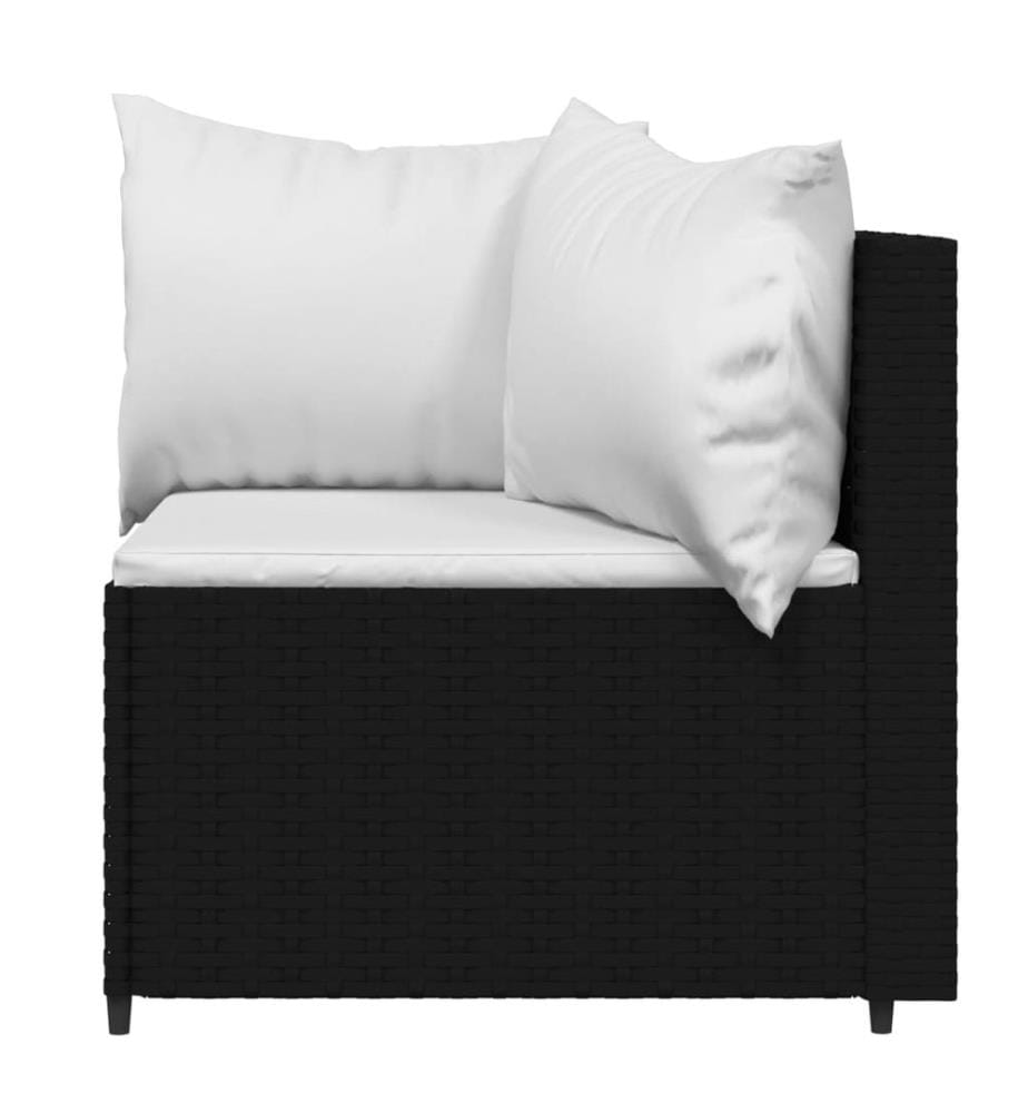 4-tlg. Garten-Lounge-Set mit Kissen Schwarz Poly Rattan