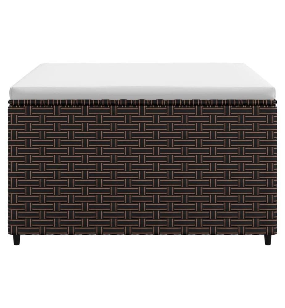 Gartenhocker mit Kissen Braun Poly Rattan