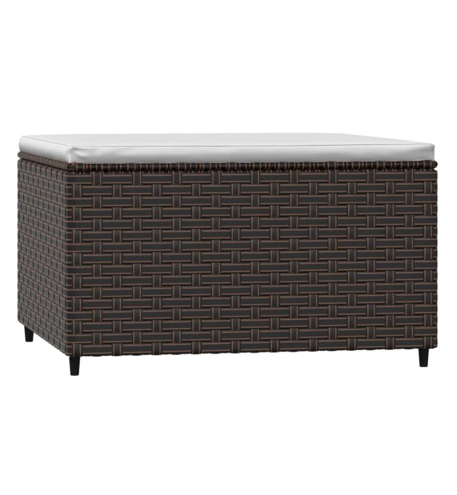 Gartenhocker mit Kissen Braun Poly Rattan