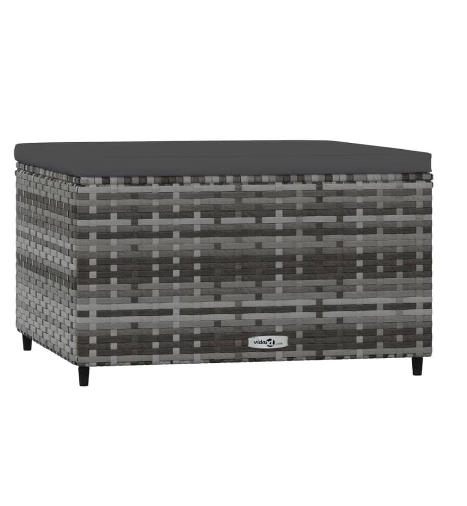 Gartenhocker mit Kissen Grau Poly Rattan