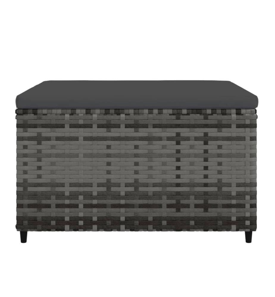 Gartenhocker mit Kissen Grau Poly Rattan
