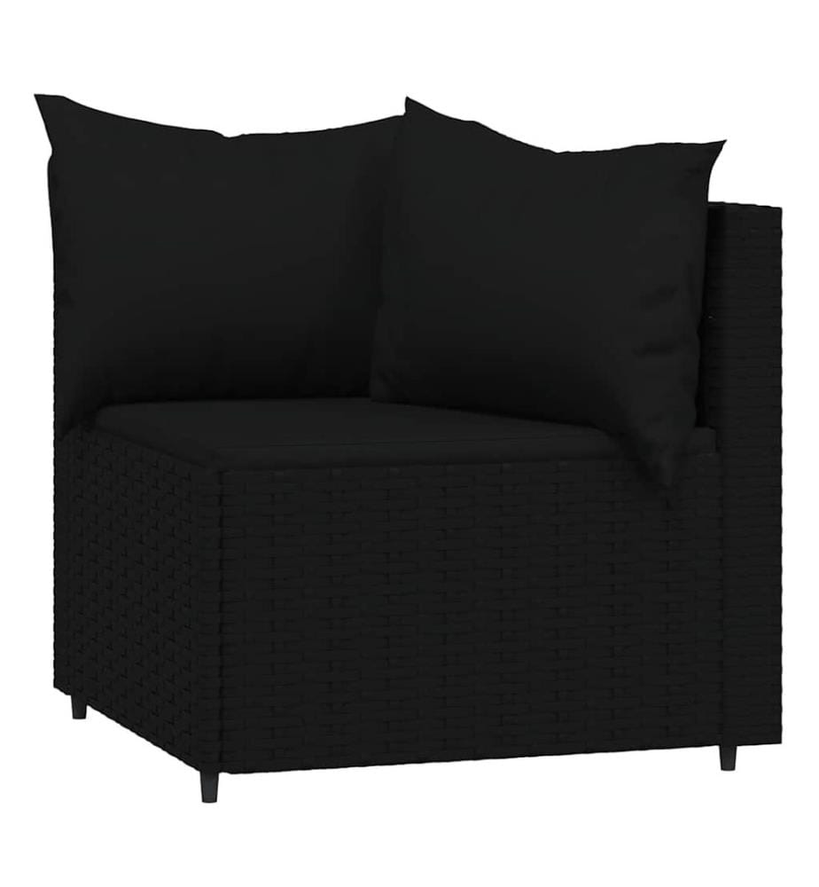 Garten-Ecksofas mit Kissen 2 Stk. Schwarz Poly Rattan