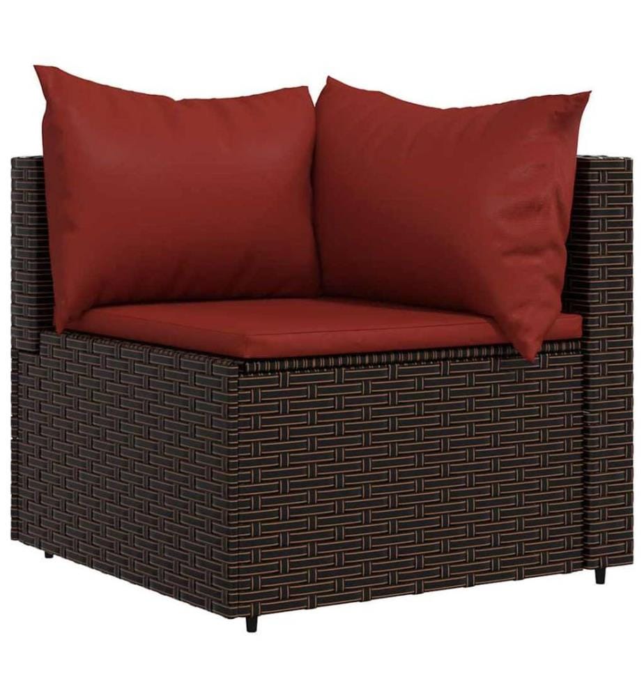 3-tlg. Garten-Lounge-Set mit Kissen Braun Poly Rattan