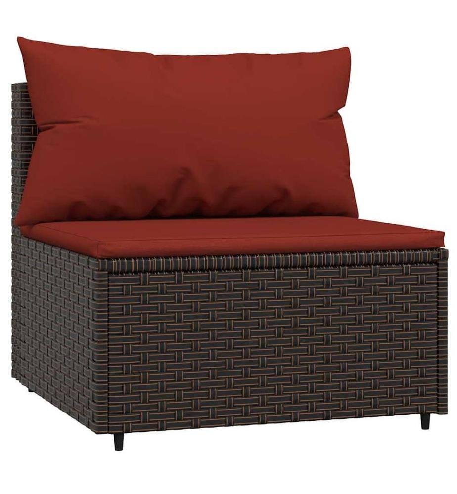 3-tlg. Garten-Lounge-Set mit Kissen Braun Poly Rattan