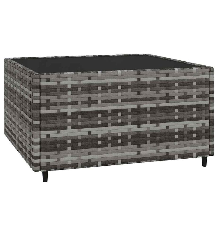 3-tlg. Garten-Lounge-Set mit Kissen Grau Poly Rattan