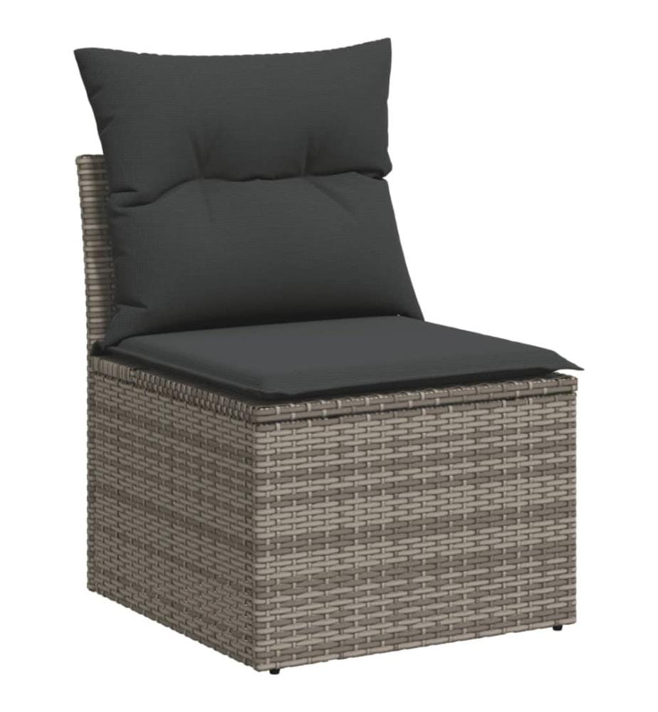 4-tlg. Garten-Sofagarnitur mit Kissen Grau Poly Rattan