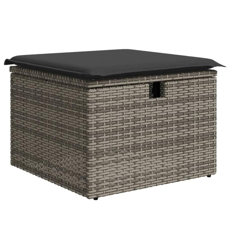 4-tlg. Garten-Sofagarnitur mit Kissen Grau Poly Rattan