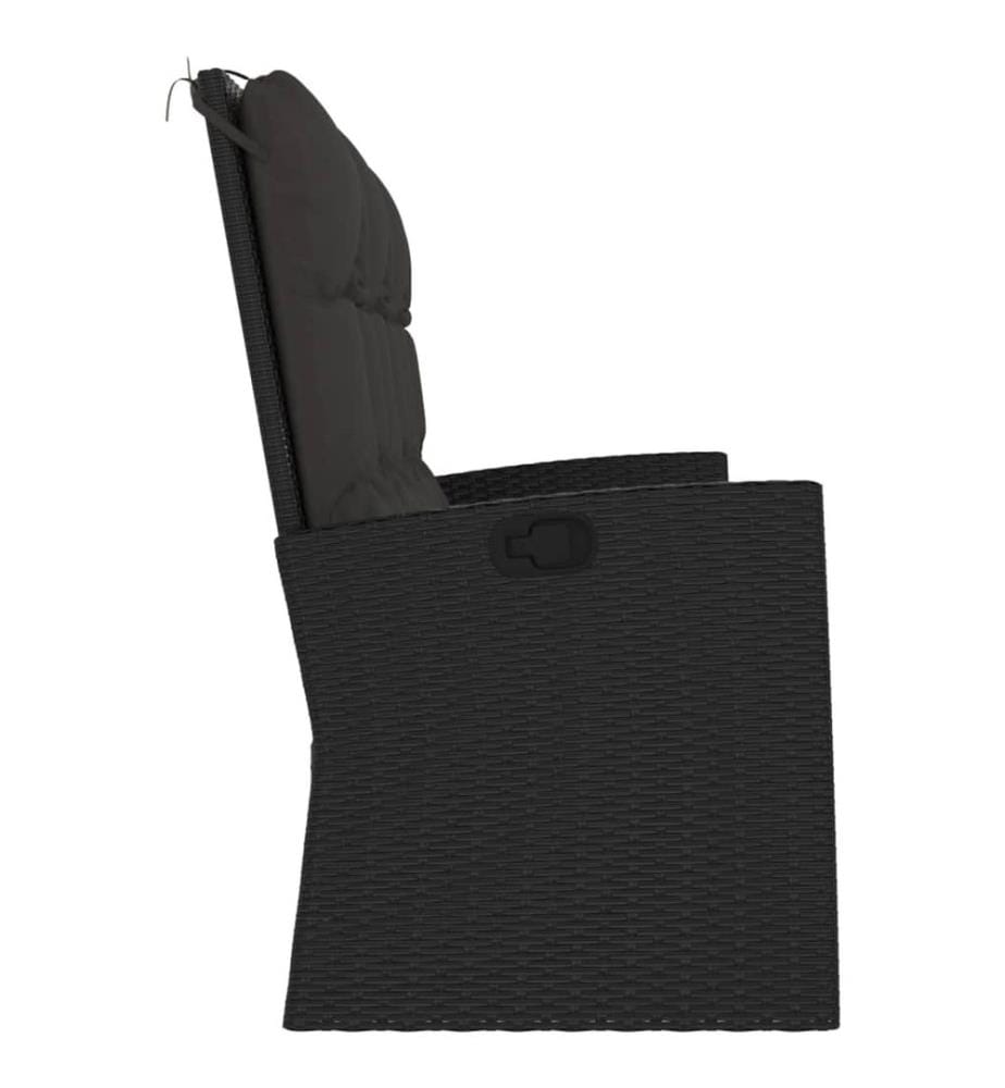 Gartenbank mit Liegefunktion & Kissen Schwarz 173cm Poly Rattan