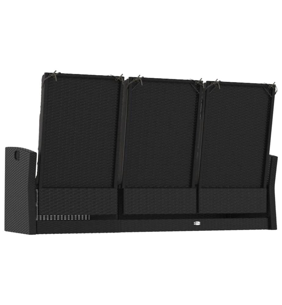 Gartenbank mit Liegefunktion & Kissen Schwarz 173cm Poly Rattan