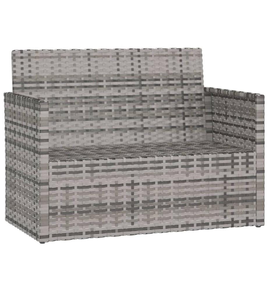 Gartenbank mit Kissen Grau 105 cm Poly Rattan