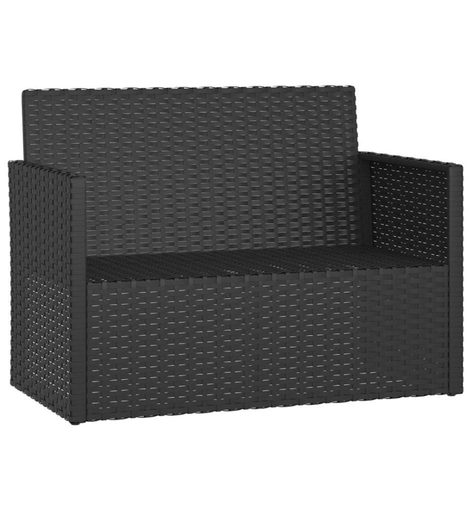 Gartenbank mit Kissen Schwarz 105 cm Poly Rattan
