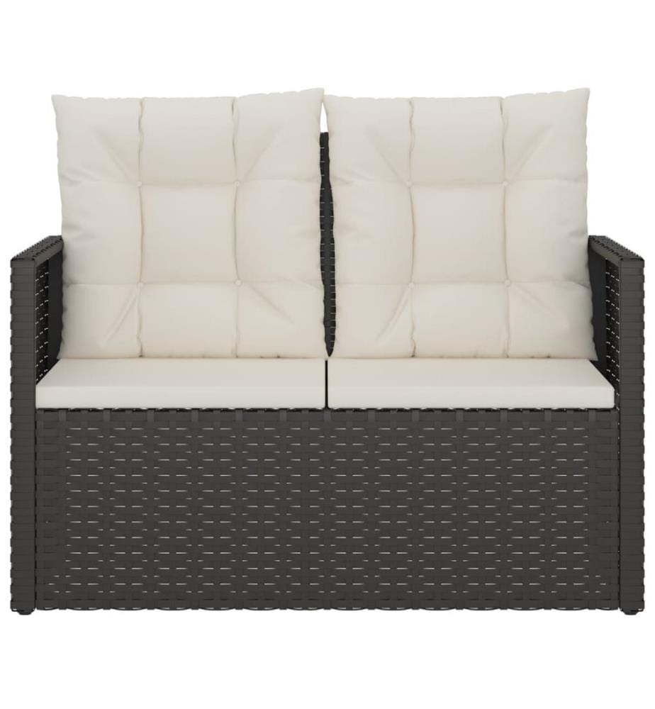 Gartenbank mit Kissen Schwarz 105 cm Poly Rattan