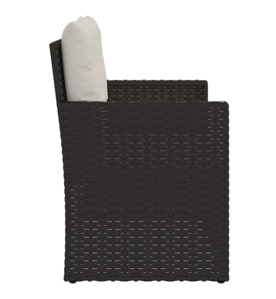 Gartenbank mit Kissen Schwarz 105 cm Poly Rattan