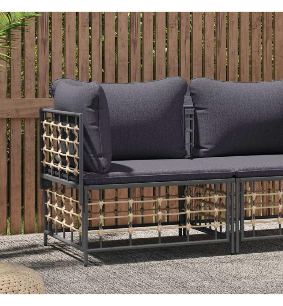 Garten-Ecksofa mit Dunkelgrauen Kissen Poly Rattan
