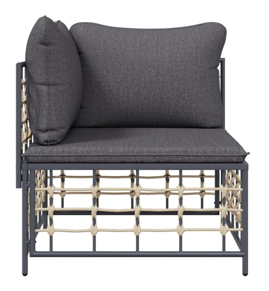Garten-Ecksofa mit Dunkelgrauen Kissen Poly Rattan