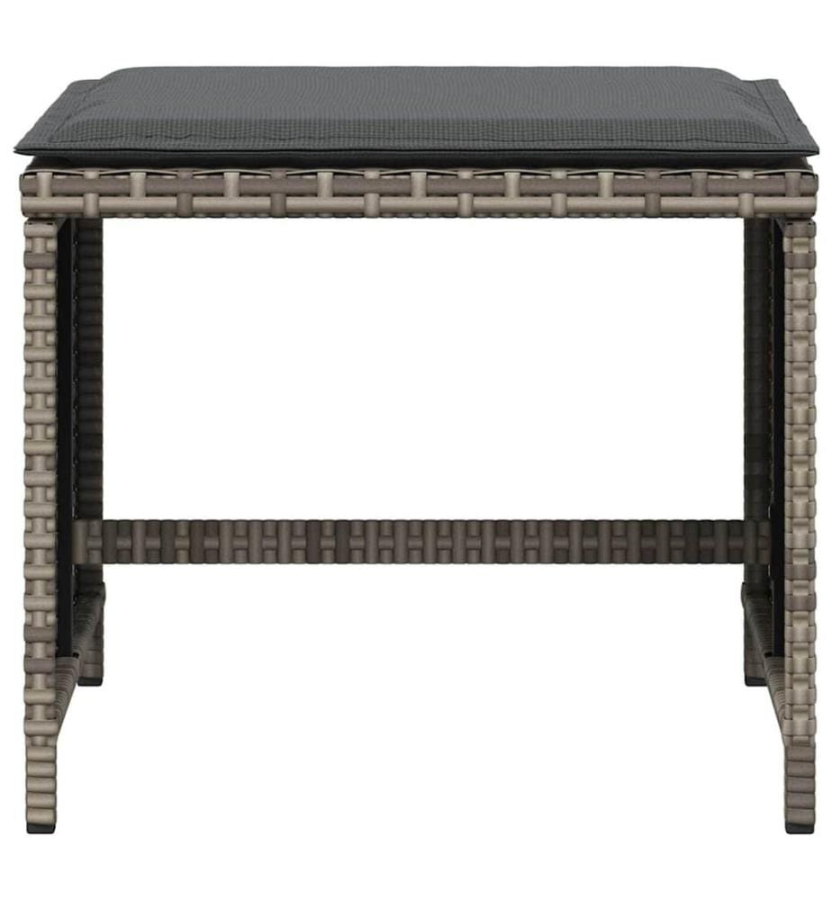 Gartenhocker mit Kissen 4 Stk. Grau 41x41x36 cm Poly Rattan