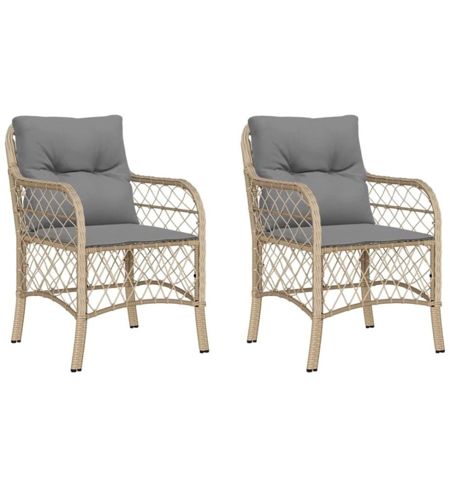 Gartenstühle mit Kissen 2 Stk. Beigemischung Poly Rattan