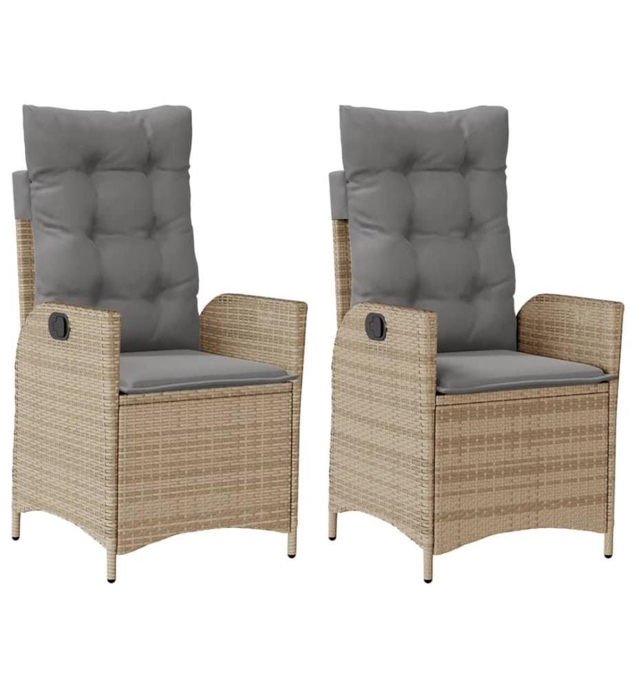Gartensessel Kissen 2Stk. Verstellbar Beigemischung Poly Rattan