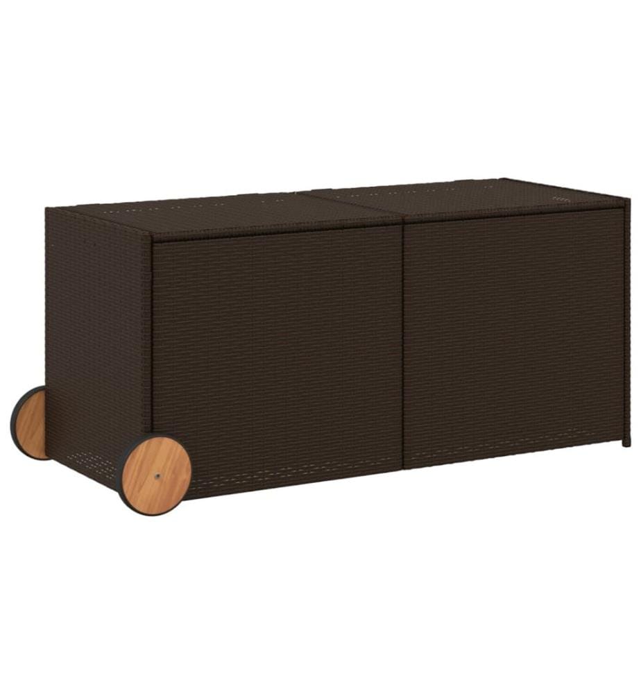 Gartentruhe mit Rollen Braun 283L Poly Rattan