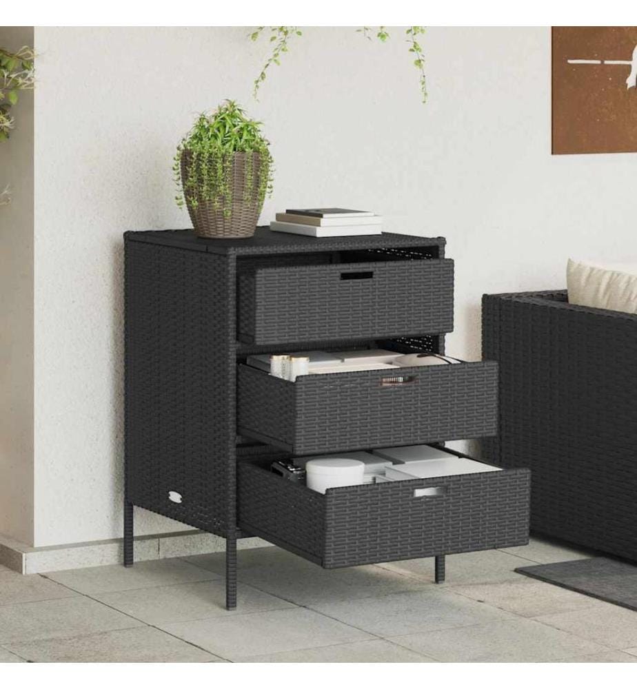Gartenschrank Schwarz 55x59x80 cm Poly Rattan