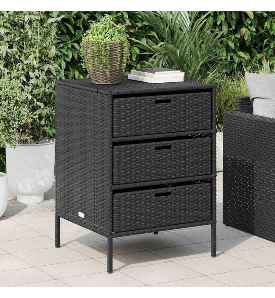 Gartenschrank Schwarz 55x59x80 cm Poly Rattan