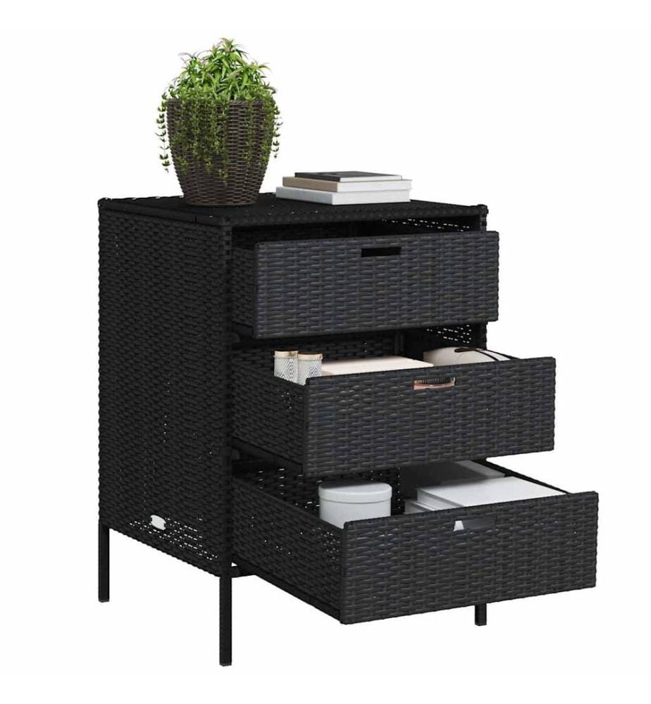 Gartenschrank Schwarz 55x59x80 cm Poly Rattan