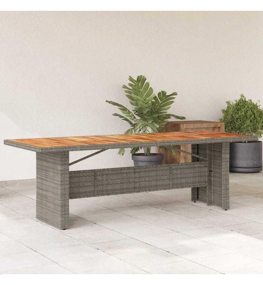 Gartentisch mit Akazienholz-Platte Grau 240x90x75cm Poly Rattan