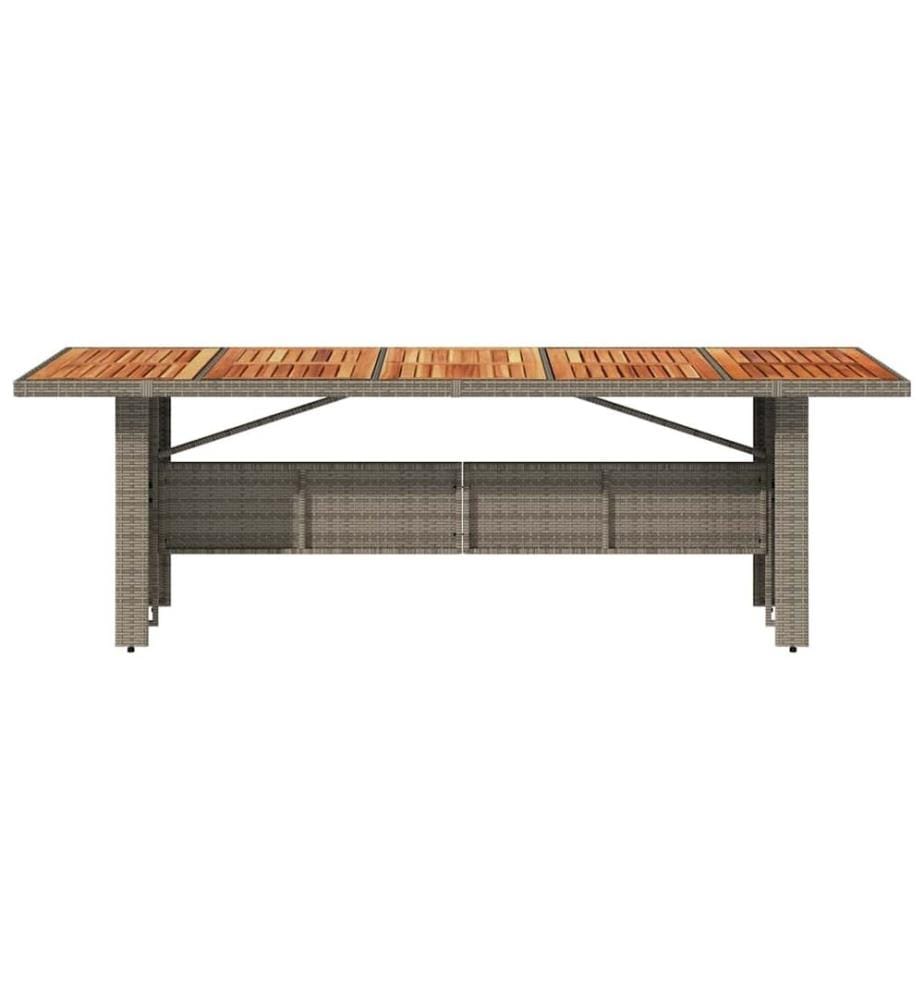 Gartentisch mit Akazienholz-Platte Grau 240x90x75cm Poly Rattan